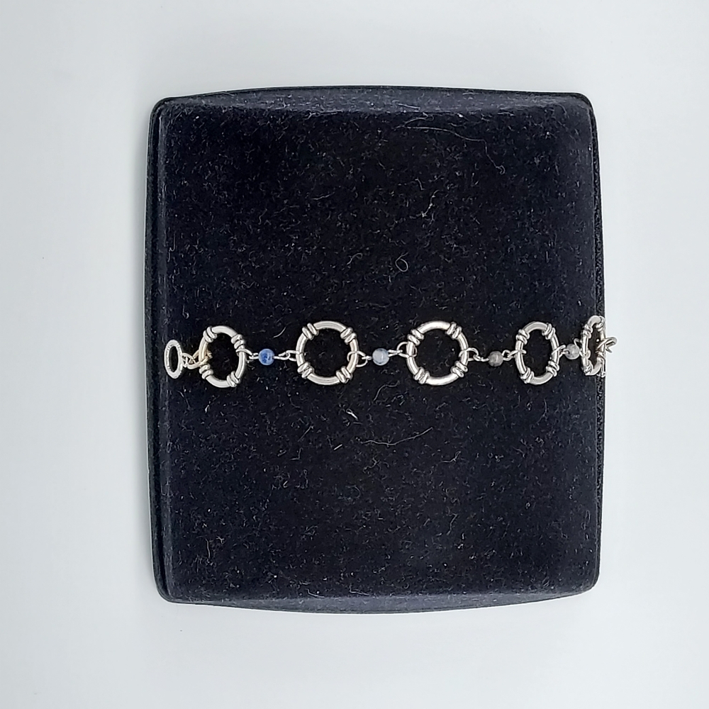 Elegant Silver Sodalite Beaded Bracelet for Women